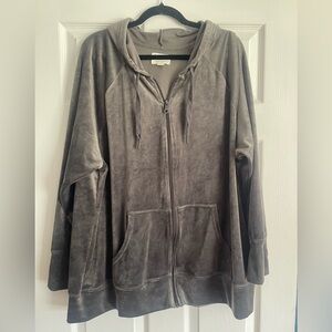 aerie Offline Zip-Up Hoodie in Gray velour size xl